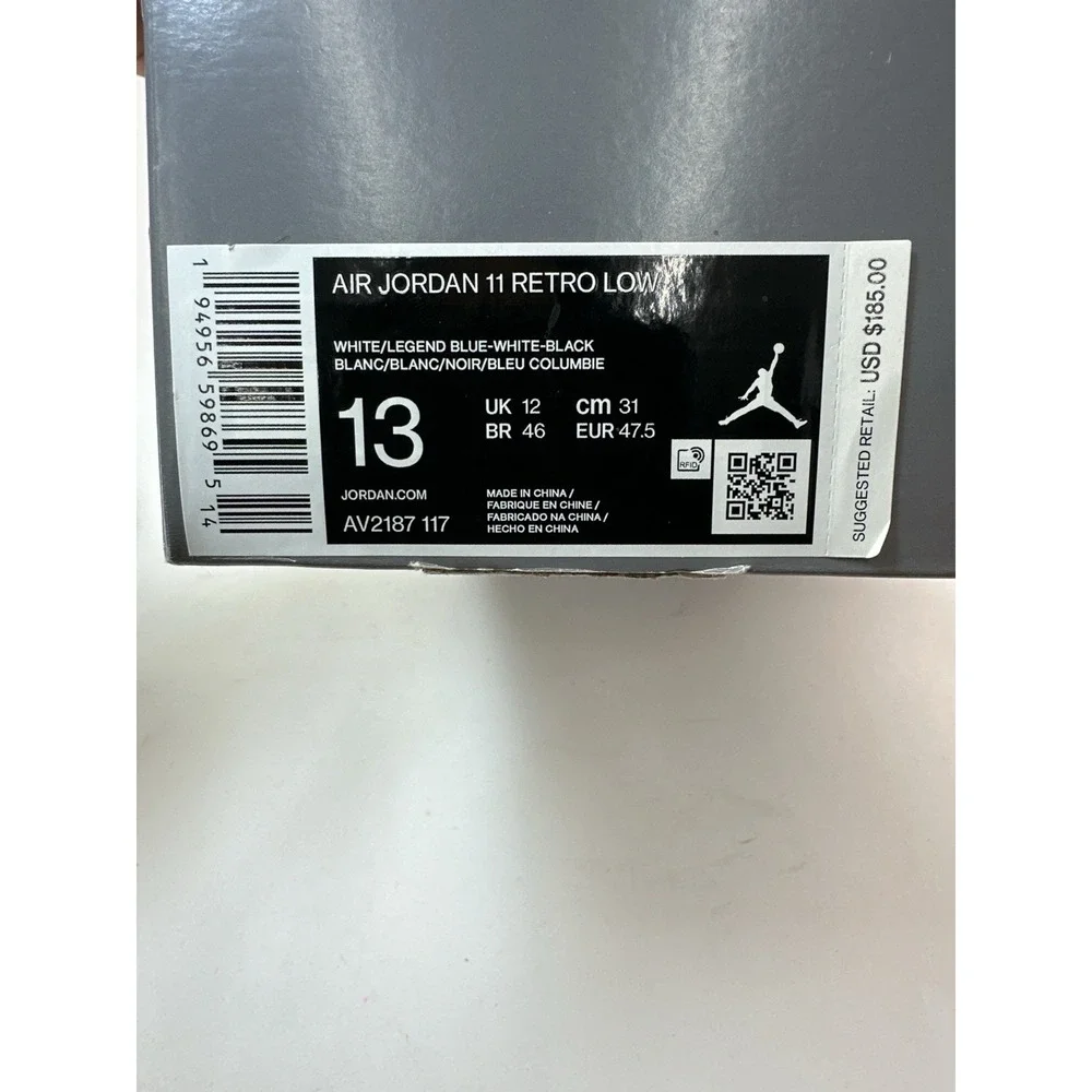 Nike Air Jordan 11 Retro Low Legend Blue Size 13 White AV2187-117 OG Box